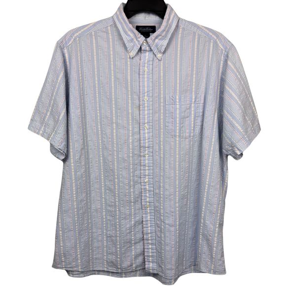 Brooks Brothers Shirt Mens Button-Down Seersucker Striped Textured XL Preppy - Picture 1 of 8
